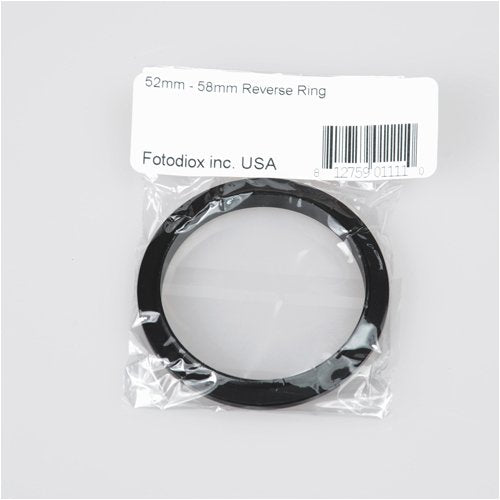 Fotodiox 52mm - 58mm, 52-58mm Macro Close-up Reverse Ring, Anodized Black Metal Ring, for Nikon, Canon, Sony, Olympus, Pentax, Panasonic, Samsung Camera