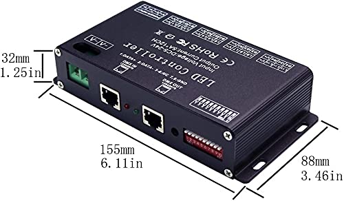 DMX 512 Decoder, Dimming Driver DMX512 Controller for LED RGB Tape Strip Light RJ45 Connection DC5-24V 5A/CH (12 Channel) 12 Channel