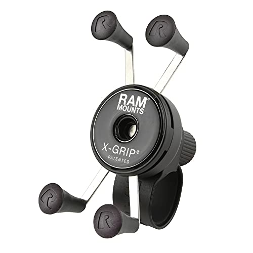 RAM MOUNTS X-Grip Phone Mount with RAM Tough-Strap Handlebar Base for Bikes and Motorcycle Handlebars Small Phones