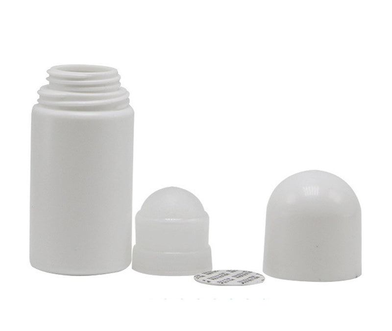 4Pcs 1.69 fl oz/50ml Empty Refillable Roll On Bottles Reusable Leak-Proof DIY Containers with Plastic Roller Ball, White