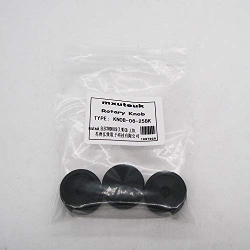 mxuteuk 3Pcs Black Aluminum Alloy Potentiometer Control Knob Volume Audio Electric Guitar Bass Screw Type 25 x 15.5mm (dh) KNOB-06-25BK