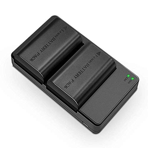 Rechargeable Replacement Camera Battery 2 Pack, LP-E6 LP E6N 2000mAh Power Battery Charger Set for Canon 5D Mark II III IV, 5Ds, 6D, 70D, 80D and More (100% Compatible with Original)