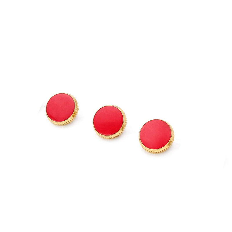 Alnicov Gold Plated Stone Inlays Trumpet Finger Buttons for Trumpet Replacement Red Set of 3