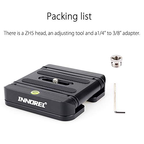 Z Type Tilt Tripod Head-INNOREL ZH5 CNC Aluminum Alloy All Metal Flexible Folding Z Pan with 1/4" and 3/8" Screw,Max Load 6.61lb for Canon Nikon Sony DSLR Camera