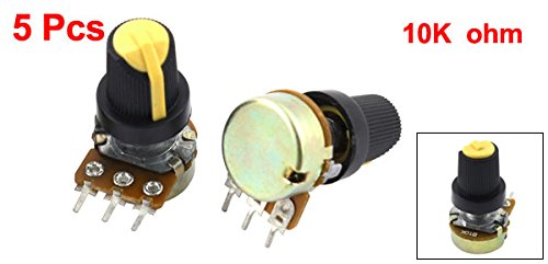 uxcell A15032000ux0084 5 Piece B10K 10K Ohm 3 Terminals Rotary Audio B Type Potentiometer Pot Height 31cm