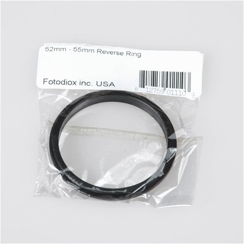 Fotodiox 52mm - 55mm, 52-55mm Macro Close-up Reverse Ring, Anodized Black Metal Ring, for Nikon, Canon, Sony, Olympus, Pentax, Panasonic, Samsung Camera