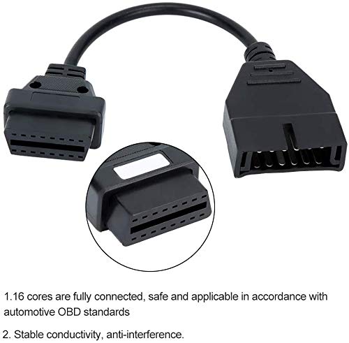 OBD2 to OBD1 GM Adapter,OBD1 12 Pins to OBD2 16 Pins Diagnostic Tool Connector Adapter Cable Replacement for GM