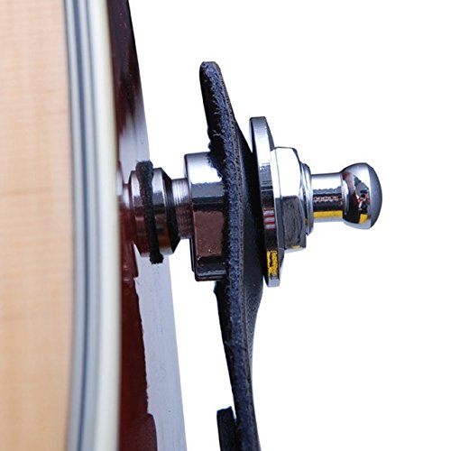 Greenten Guitar Strap Lock Straplock Button for All Acoustic Electric Bass Guitar Strap (2 Pcs, Silver)