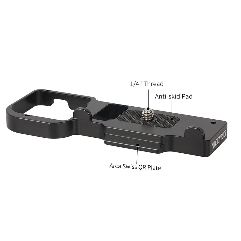 NICEYRIG Easy Plate for Sony ZV-E10, Vlog Vlogging Quick Release Bottom Base Plate for ARCA-Swiss Standard with 1/4 Thread Cold Shoe - 470