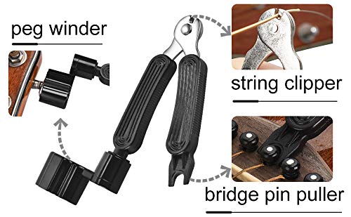 Guitar String Winder Cutter and Bridge Pin Puller, Guitar Repair Tool Functional 3 in 1 (string winder and capo tuner)