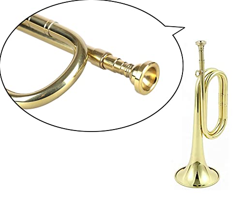 TUOREN Gold Bugle Cavalry Trumpet Brass Instrument for School Band Cavalry Beginner Military Orchestra W/Carrying Bag