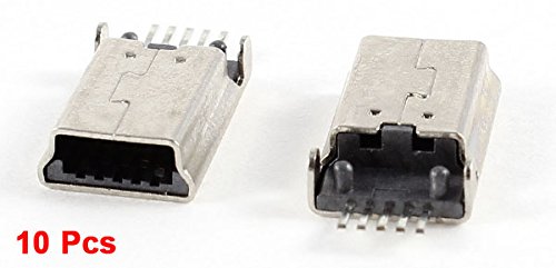 uxcell 10 Pcs Mini USB Type B Male 180 Degree 5-Pin SMD SMT Solder Jack Connector