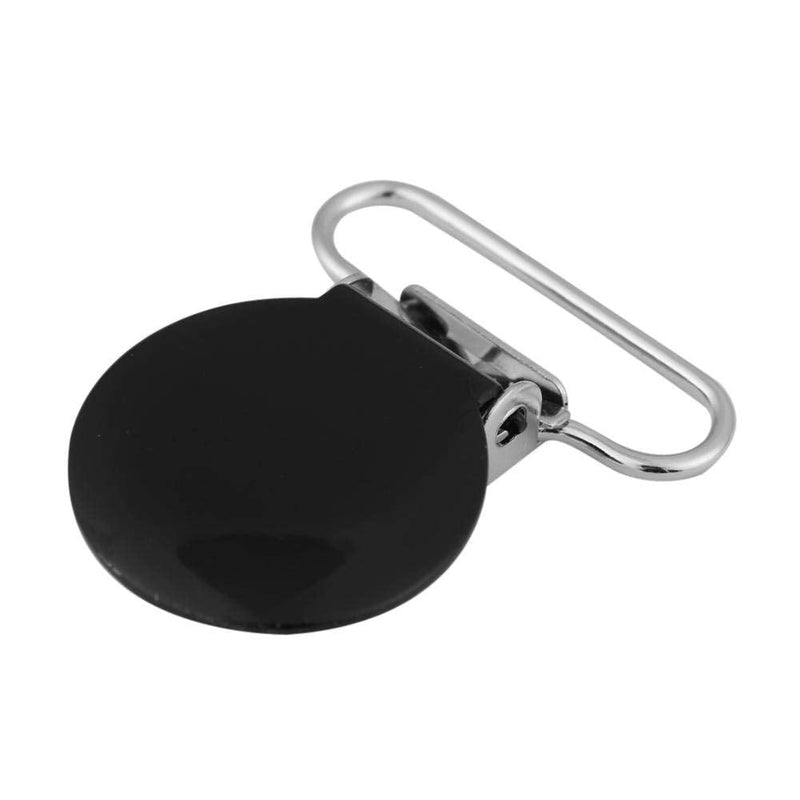 10 Pcs 25mm Holder Suspender Clips Round Suspender Braces Strap Holder Clip Pacifier Clips Metal DIY Making Supplies(Black)