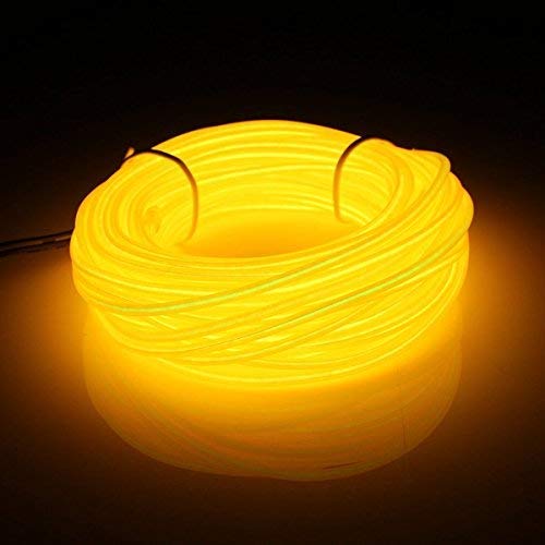Reyzauyr El Wire Yellow, Neon Rope Lights, Glowing Strobing Electroluminescent String Light for Parties Halloween Bedroom Advertisement Decoration(3m/9ft, Yellow)