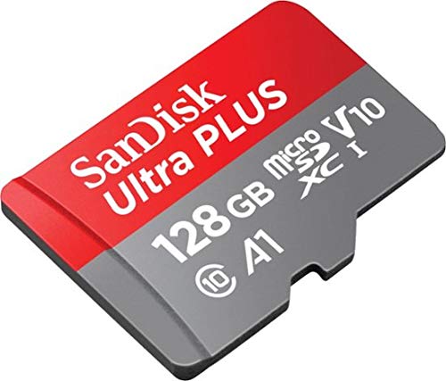 SanDisk - Ultra Plus 128GB microSDXC UHS-I Memory Card - 130MB/s, C10, U1, Full HD, A1, Micro SD Card - SDSQUA4-128G-GN6MA