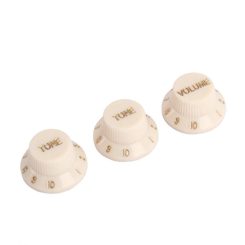 Alnicov Guitar Control Knobs 1 Volumn 2 Tone Fits Metric Pots Knobs Compatible For Fdstrat Stratocaster Style Electric Guitar Parts. (Creamy Yellow)