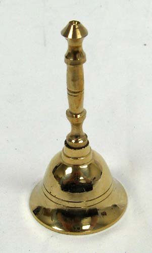 3.5" Hand Held Service Bell 1.5 Inch Diameter - Polished Brass 4"