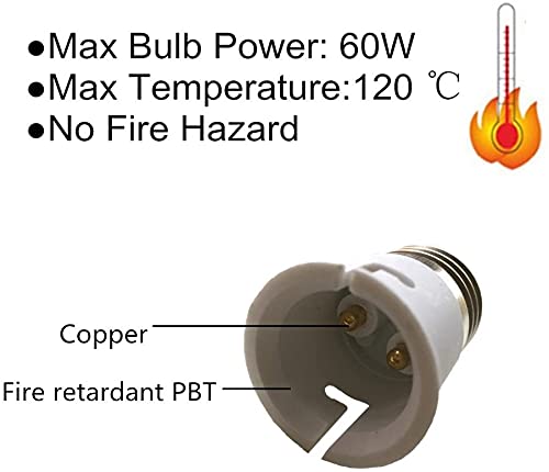 DZYDZR 10 pcs Bulb Holder E27 to B22 Adapter Converter - E26 Light Socket to B22 Light Bulb Base Socket, Fits LED/CFL Light Bulbs, Heat-resistant, Anti-burning, No Fire Hazard