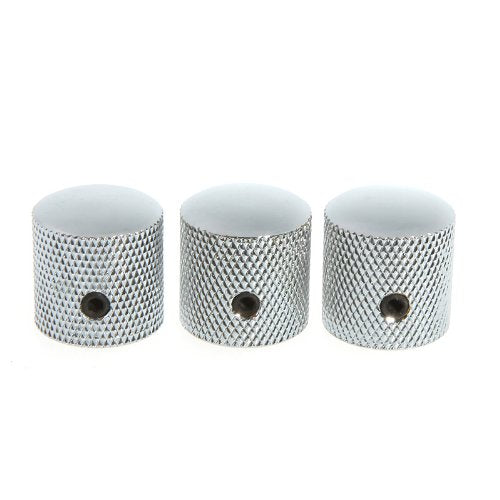 Andoer 3PCS Guitar Knobs Chromed Metal Dome Knurled Barrel for Electric Guitar Parts (Silver) Silver