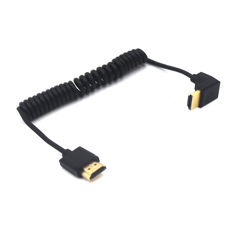 Kework 3.9ft HDMI 4K Coiled Cable, HDMI 2.0 Version HD High Speed Cable, 90 Degree Down Angle HDMI Male to HDMI Male Adapter Spring Spiral Cord, 4k 60HZ (Up Angle) Up Angle