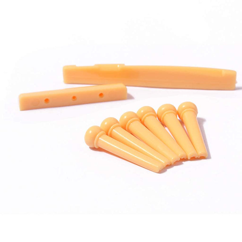 Alnicov Acoustic Guitar Plastic Bridge Saddle and Nut for Acoustic Guitar Replacement Parts