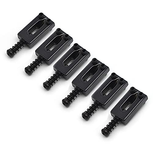 [AUSTRALIA] - SAPHUE Guitar Bridge Saddle with Spring Screws Wrench Tremolo for Fender Strat Stratocaster Tele Telecaster Electric Guitar Replacement Parts Accessories 6Pcs Bridge Saddles（Black） Black 