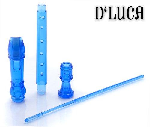 D'Luca MR-100-BL Student 3 Piece Recorder Flute, Blue