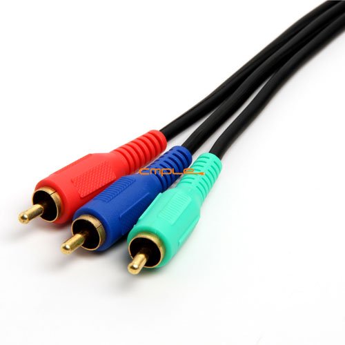 Cmple - 3-RCA Male to 3RCA Male RGB Component Video Cable for HDTV - 6 Feet 6FT Black