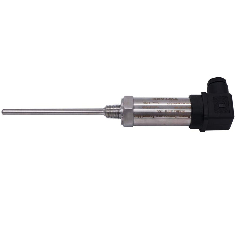 TWTADE Industrial Temperature Sensor Temperature Transmitter -50°C~+150°C, 2-Wire 4-20mA Signal Output 1/4" NPT, Male Thread, Probe Rod Length: 100MM 1/4"NPT-100MM