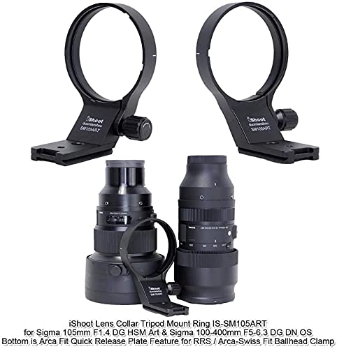 [AUSTRALIA] - Lens Collar Tripod Mount Ring Support Holder BracketCompatible with Sigma 105mm f/1.4 DG HSM Art (EF/FX/FE/L Mount) & Sigma 100-400mm f/5-6.3 DG DN OS (E/L Mount) Lens, Bottom is Arca Fit Plate 