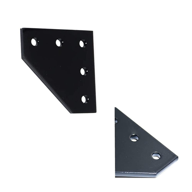 [AUSTRALIA] - YVSPTIK 8PCS/Set Surface Anodic Oxidation Black L Shape Corner Bracket Plate 5-Hole Outside Joining Plate for 2020 Series Aluminum Profile 3D Printer Frame (2020, Black L-8pcs) 