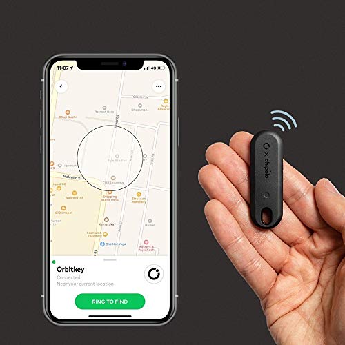 Orbitkey x Chipolo Tracker | Bluetooth Enabled Tracker | Locate Keys & Items by Pressing Button | Slim & Small Profile | Features Selfie Mode Button | Attaches to Anything with Included Tassel Black