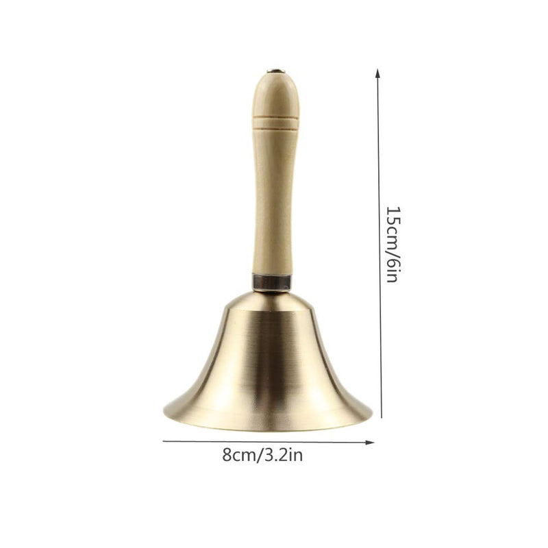 Sopcone Hand Bell Extra Loud Solid Brass Call Bell Handbells with Wooden Handle Multi-Purpose for School, Churchl, Hotel, Christmas and Wedding Service (8cm) 8cm