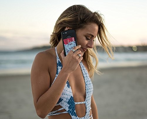 (Two) Marble Cell Phone Stick on Wallet Card Holder Phone Pocket for iPhone, Android and All Smartphones. (White) white