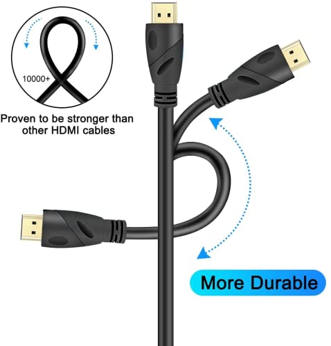 4K HDMI Cable - Rommisie (HDMI 2.0,18Gbps) Ultra High Speed Gold Plated Connectors,Ethernet Audio Return,Video 4K,FullHD1080p 3D Compatible with Xbox Playstation Arc PS3 PS4 PS9 PC HDTV (6FT, Black) 6FT