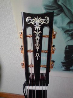 Inlay Sticker H-114GT-WT Guitar Headstock - Gothic Torch - Aged White Pearl