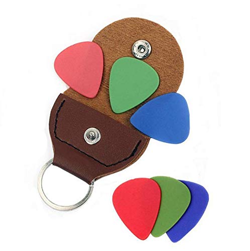 Guitar Pick holder Keychain Case,Black & Brown,Pack of 2
