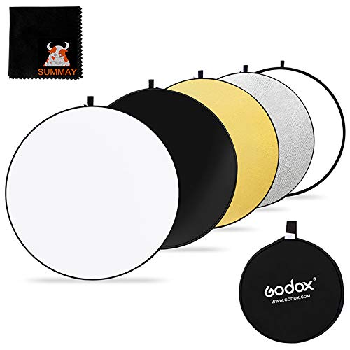 GODOX 43” 110cm 5-in-1 Collapsible Round Portable Disc Light Reflector with Bag for Studio and Photography - Gold, Silver, Black, White, Translucent (RFT05-110cm)