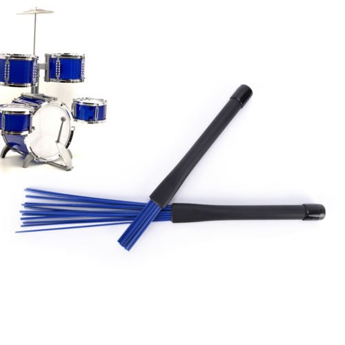 ROSENICE Drum Brushes Drumstick Retractable Handles Brushes for Jazz Rock,One Pair(Blue)