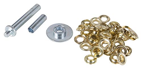 Edward Tools Grommet Kit 1/2” - Heavy Duty Brass Eyelet Grommets for Tarps, Fabric, Tent - Grommet Tools - Hole Punch, Setting Tool, Anvil - Stronger Rustproof Brass Metal Grommets - Tarp Repair Kit
