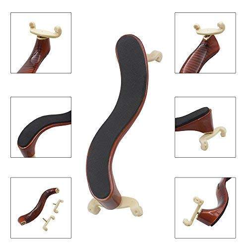 ammoon Violin Shoulder Rest Maple Wood for 3/4 4/4 Violin Fiddle with Cleaning Cloth, Collapsible and Height Adjustable Feet