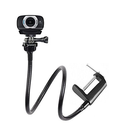 25 inch Flexible Desktop Jaw Long Arm Clamp Clip Mount Holder for Logitech Brio 4K, C925e,C922x Webcam