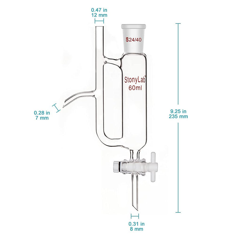 stonylab Water Oil Receiver Separator with 24/40 Lab Supply, 60 ml