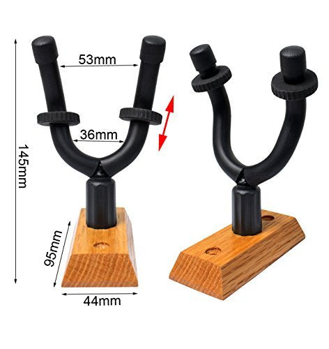 YMC 2 Pack GHW-10 Hardwood Home & Studio Guitar Hanger Hook Keeper-Black