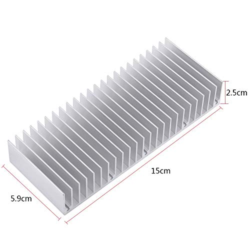 Aluminum Heat Sink Heatsink Module Cooler Fin for High Power Amplifier Transistor Semiconductor Devices with Dense 24 pcs Fins 5.9"x 2.3" x 0.98"1pc/ 150 mm (L) x 59mm (W) x 25mm (H)