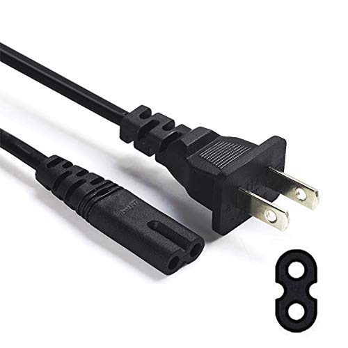 2 Prong Power Cord Compatible with TCL Roku Smart LED LCD TV, TCL TV, Power Supply Cable Replacement - 6FT - UL Listed