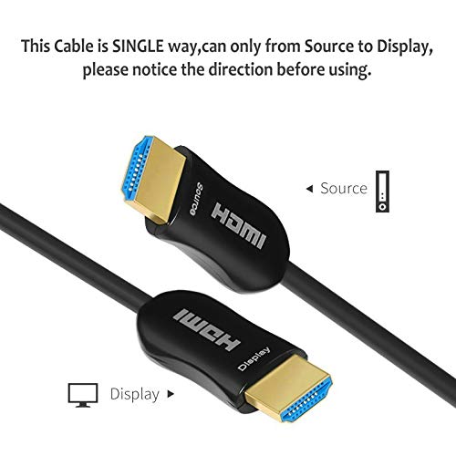 Fiber Optic HDMI Cable 6FT - ARC HDMI2.0 18Gpbs 4k@60 4:4:4 - PET Braided Cord and Gold Plated Connector Support 4K, UHD 2160p, HD 1080p, 3D, Xbox 360, PS4, Computer 6ft(2meters)