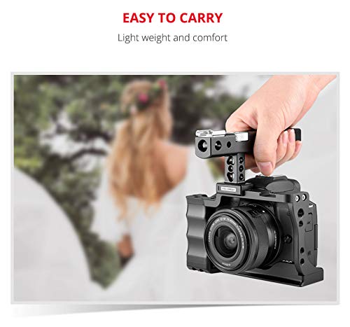 Aluminum Video Camera Cage Stabilizer for Canon EOS M50 with Top Handle Grip Multiple 1/4" 3/8" Screw Mount (Cage with Top Handle) Cage with Top Handle