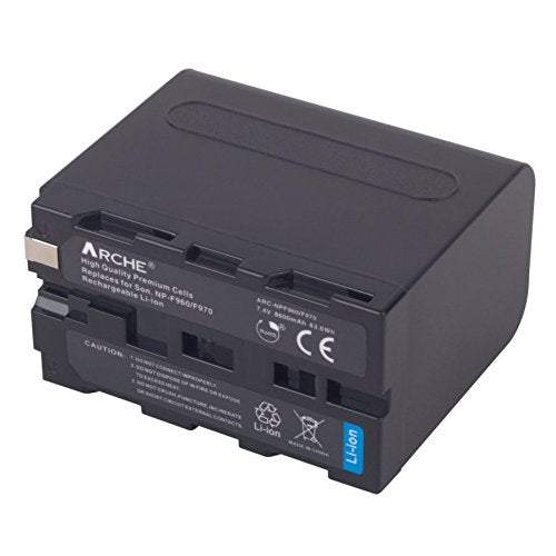 ARCHE NP-F970 NP F975 F960 F950 Battery <1 Pack> and Rapid Charger Set for [Sony DCM-M1 MVC-CD1000 HDR-FX1 DCR-VX2100E DSR-PD190P NEX-FS700RH HXR-NX3 HVL-LBPB and More Camcorder]