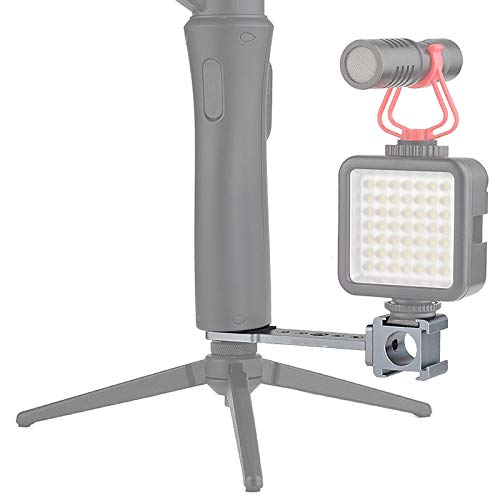 Triple Cold Shoe Gimbal Microphone Mount, Mic Led Light Extension Bar Stand Adapter for DJI OM4 OSMO Mobile 3, Smooth 4, Hohem iSteady Mobile+, Feiyu, MOZA, DSLR, Gimbal Stabilizer